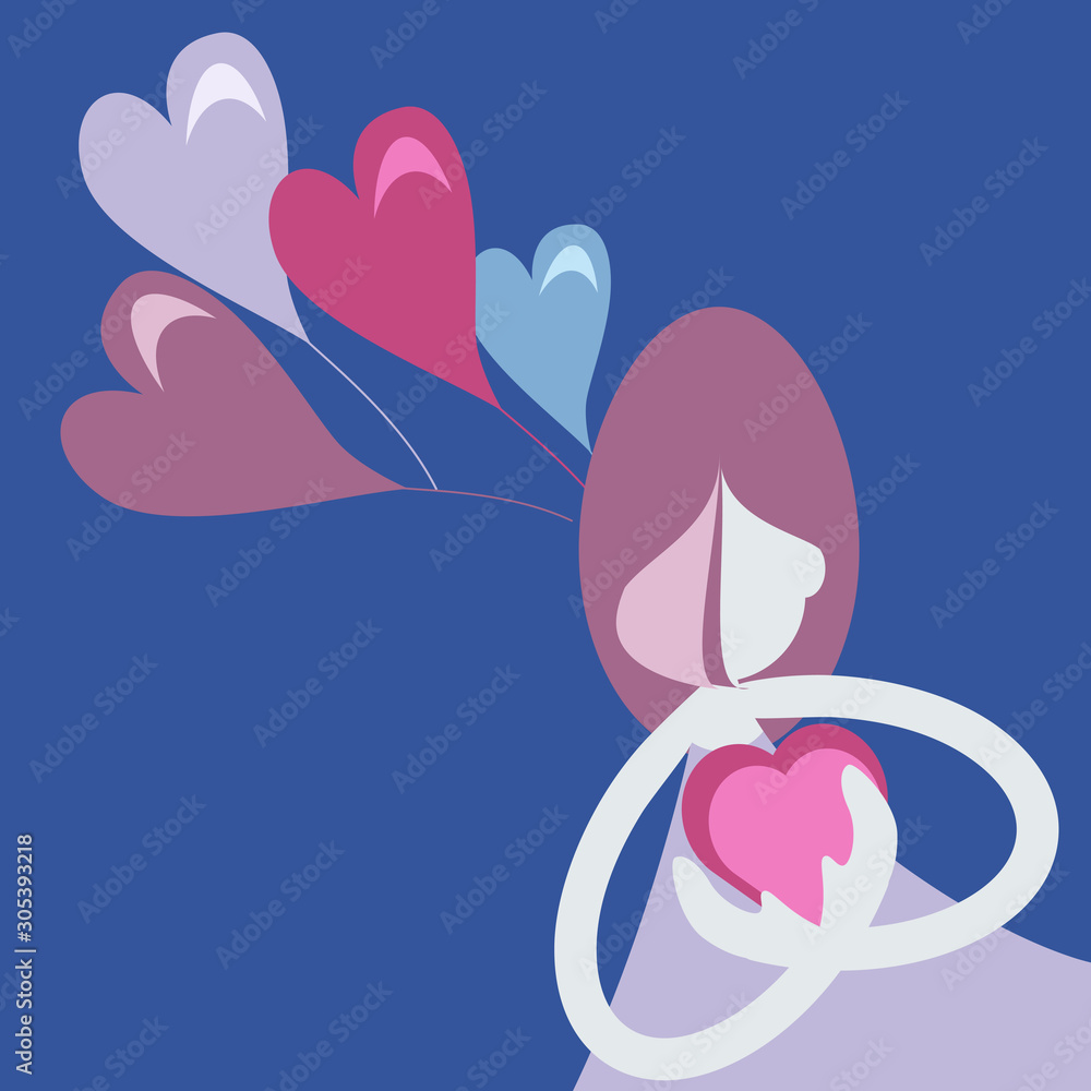 Abstract woman graphic illustration for valentines day and love concept Abstract woman graphic illustration for valentines day and love concept