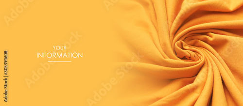 Texture of the fabric swirling in a whirlpool. Orange cloth background. Web article template. Long header banner format. Sale coupon. Visit card. Your information. Text space. photo