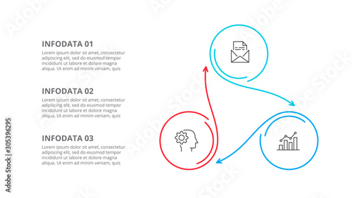 Thin line flat element for infographic. Template for diagram, graph, presentation and chart. Business concept with 3 options, parts, steps or processes.