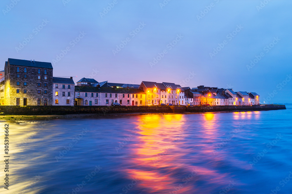 Beautiful landscape of Galway, Ireland. River and famous painted houses