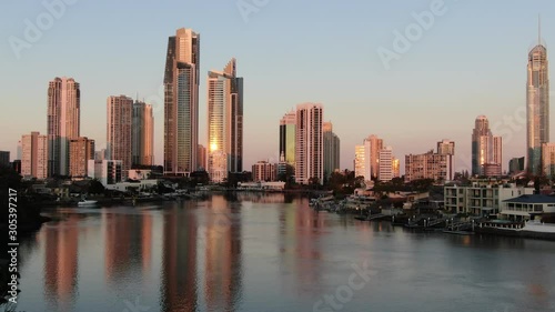 Wallpaper Mural Sunet view of Surfers Paradise from the air.Stunning footage Torontodigital.ca