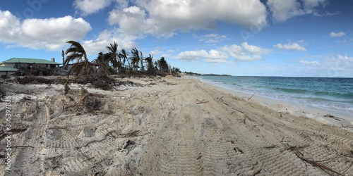 GRAND BAHAMA, BAHAMAS - NOVEMBER 2016: Lucaya Beach after Hurricane Matthew disaster. Freeport.