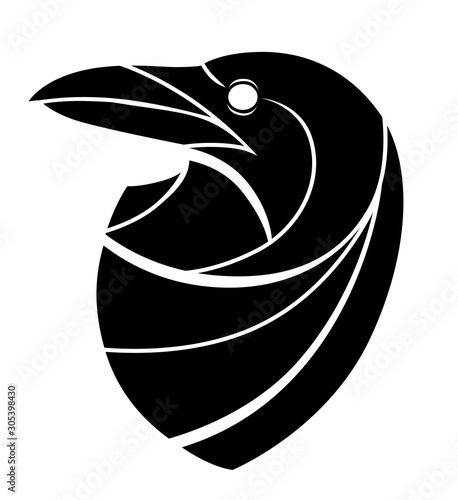 Stylized raven head
