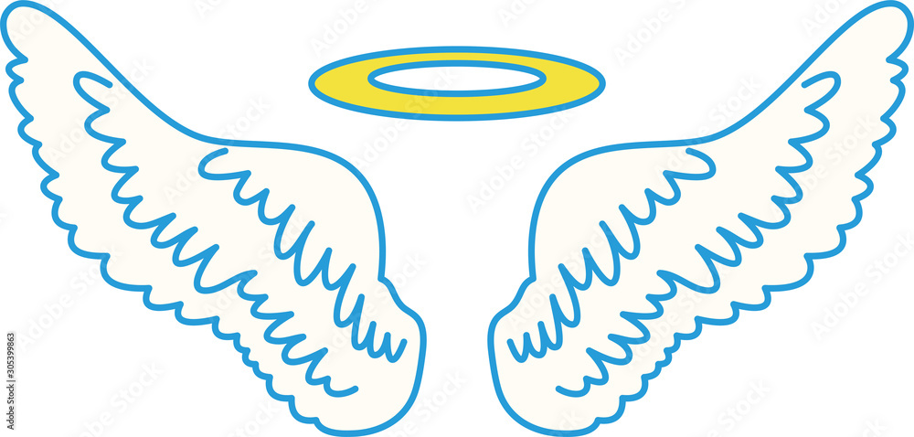 Obraz premium Cute Pop Angel wings with angel ring