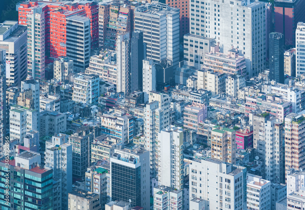 Fototapeta Aerial view of downtown of Hong Kong city