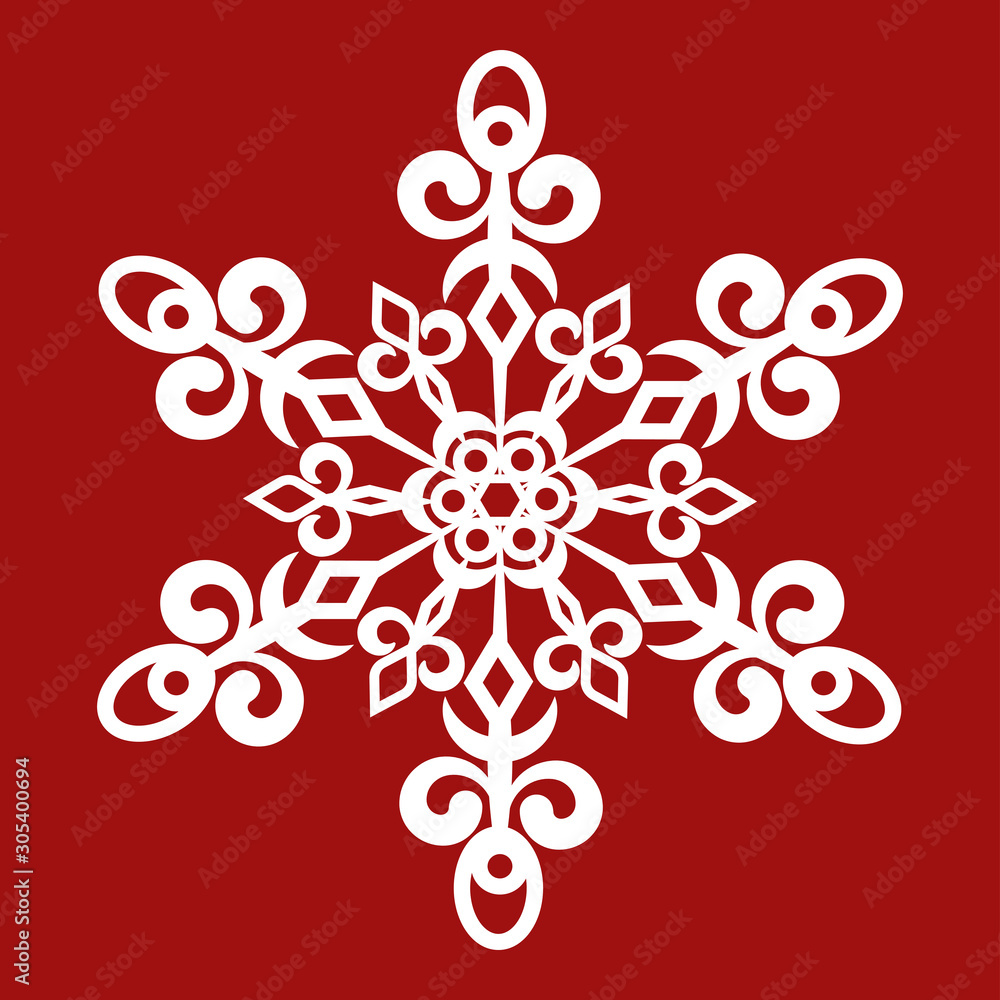 Snowflake vector icon. Isolated object on a red background. Snowflake vector icon. Isolated object on a red background.