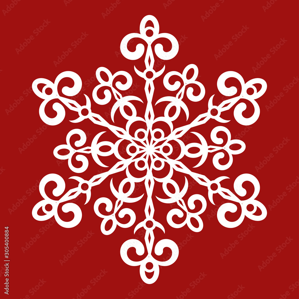 Snowflake vector icon. Isolated object on a red background. Snowflake vector icon. Isolated object on a red background.