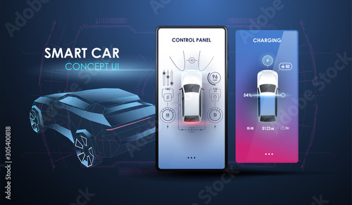 Abstract virtual graphic touch user interface. Car Auto Service, Modern Design, Diagnostic Auto. User interface for smartphone. Creative modern template for App.