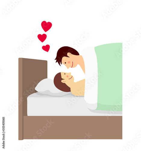 Sexual activity, bed-in, sex, love flat vector illustration / Illustration that are not direct or obscene 