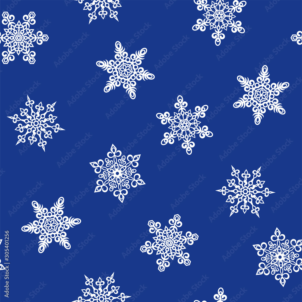 Seamless christmas pattern with snowflakes. Vector stock illustration.