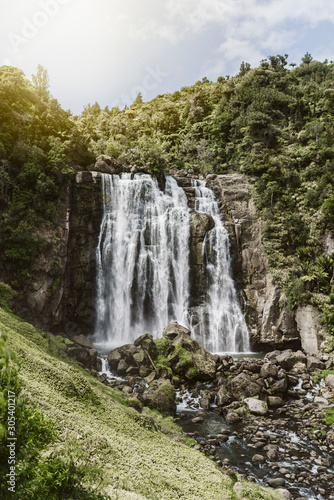 Picture of a beautiful waterfall in a forest of New Zealand