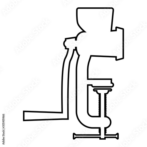 Manual mincer Meat grinder Vintage kitchen equipment Mill Shredder icon outline black color vector illustration flat style image