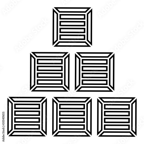 Pyramid crates Wooden boxs Containers icon outline black color vector illustration flat style image