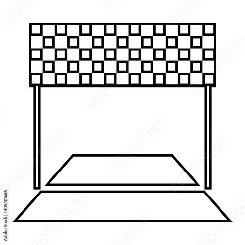 Finish concept Maraphon line racing panorama road icon outline black color vector illustration flat style image