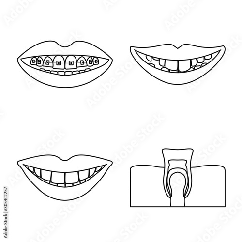 Vector design of dental and hygiene symbol. Set of dental and stomatology vector icon for stock.