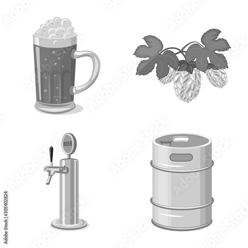 Vector illustration of pub and bar logo. Set of pub and interior vector icon for stock.