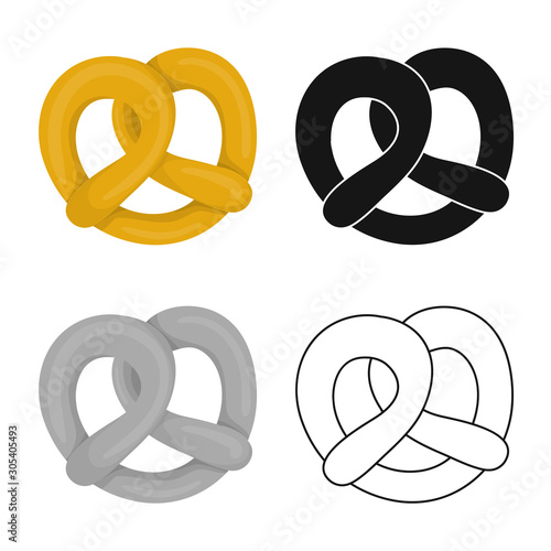 Vector design of pretzel and soft sign. Collection of pretzel and german vector icon for stock.