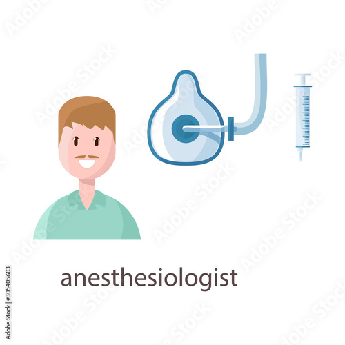 Isolated object of anesthesiologist and doctor sign. Set of anesthesiologist and anesthesia vector icon for stock.