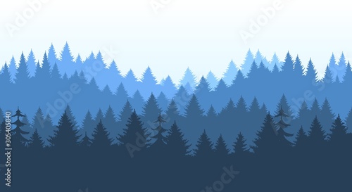 Pines forest panorama pattern