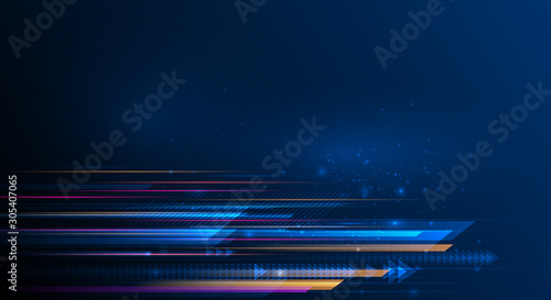 Illustration of light ray, stripe line with blue light, speed motion background. Vector design abstract, science, futuristic, energy, modern digital technology concept for wallpaper, banner background
