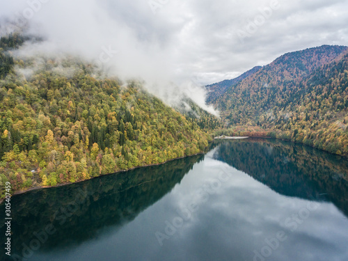 Ritsa Lake, Abkhazia. Aerial photo