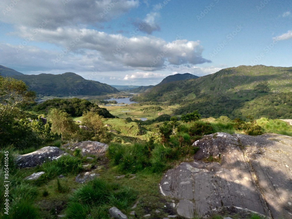 The lakes of Killarney from ladies view. The lakes of Killarney from ladies view.