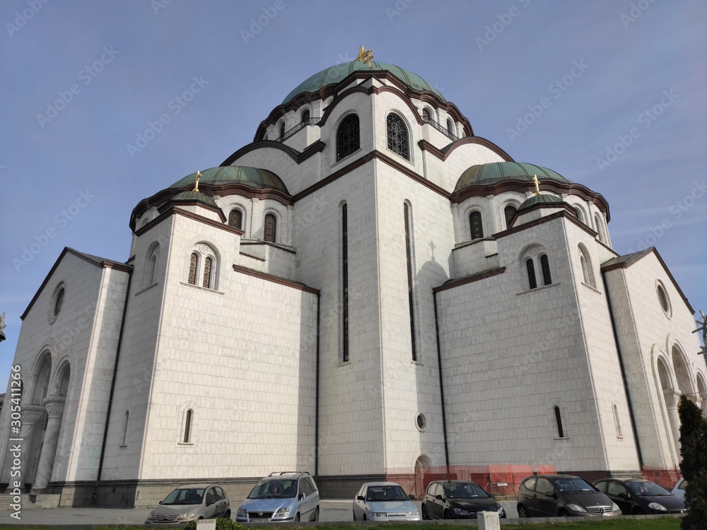 Fototapeta premium Orthodox Saint Sava Temple Belgrade Serbia white facade
