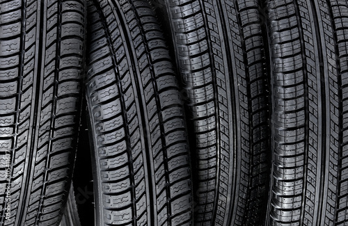 Brand new car tyres background