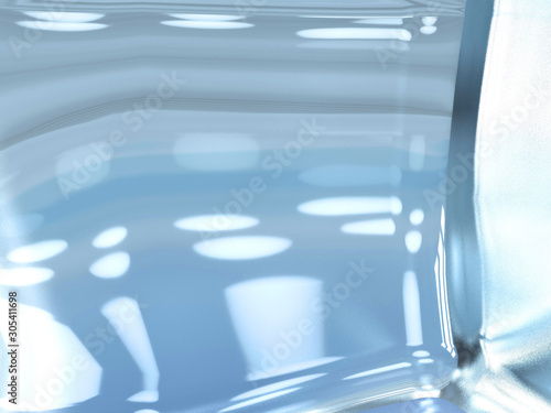 3d illustration of ice surface with window and light reflexion background