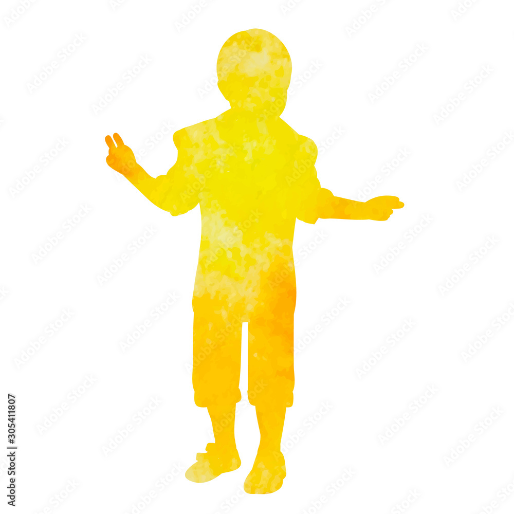 isolated, silhouette of a watercolor boy isolated, silhouette of a watercolor boy