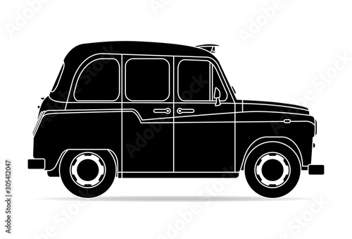 Englisches Taxi schwarz weiß photo