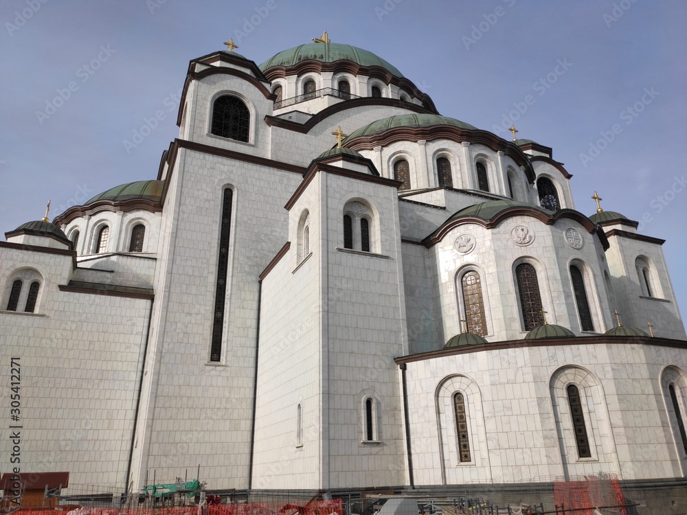 Fototapeta premium Orthodox Saint Sava Temple Belgrade Serbia white facade