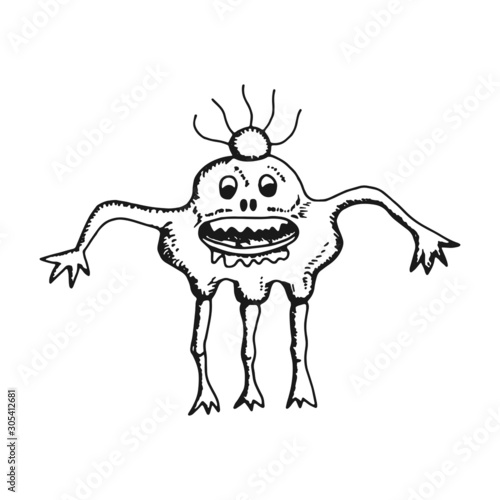scary cartoon monster with fangs object
