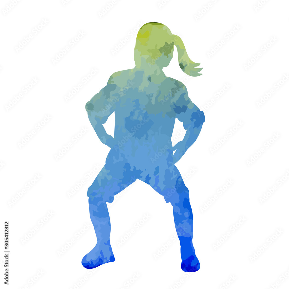 blue watercolor silhouette girl dancing a dance, isolated blue watercolor silhouette girl dancing a dance, isolated