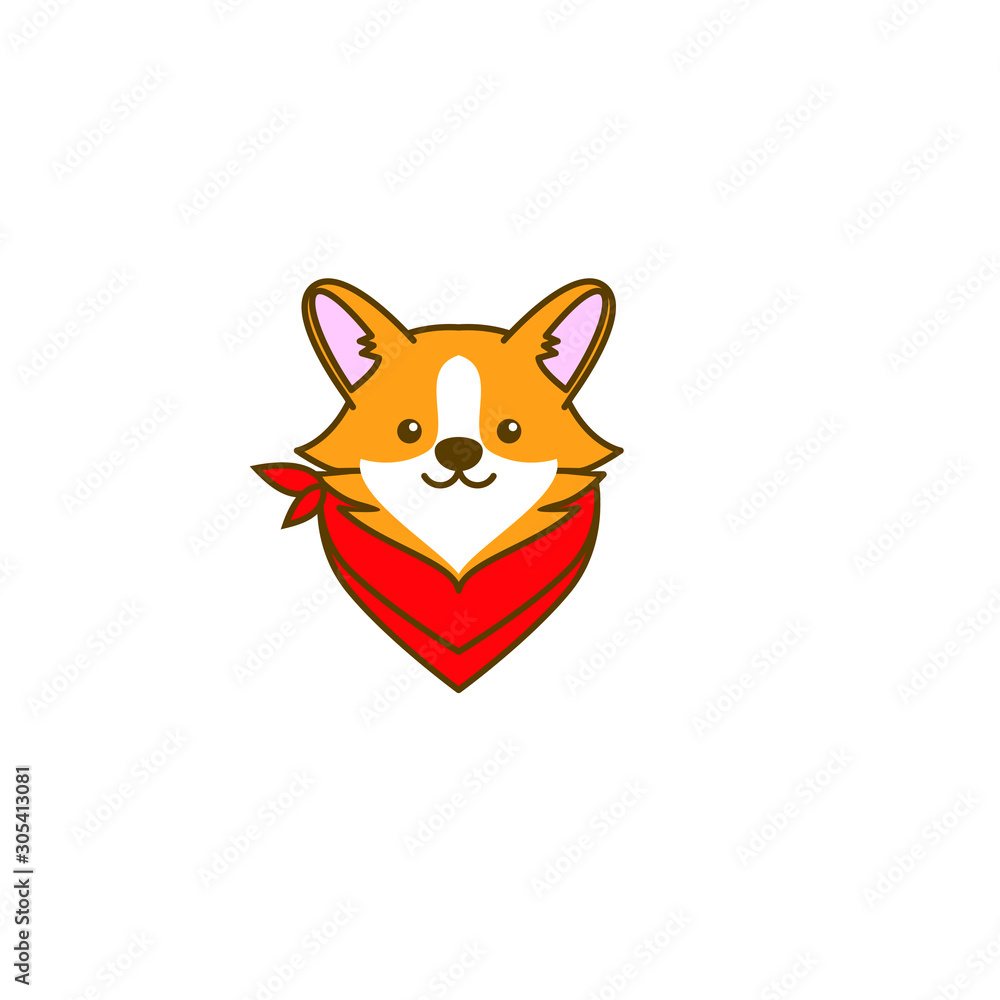 Obraz premium cute corgi dog head logo icon design vector illustration