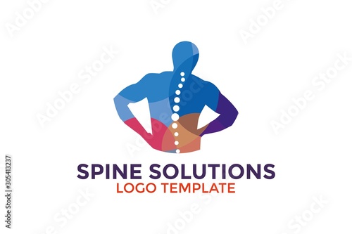 colorful spine logo vector, Chiropractic logo design template