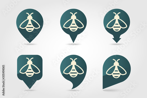 Honey bee vector pin map icon
