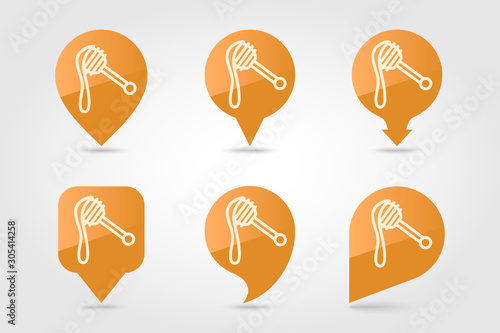 Honey dipper vector pin map icon
