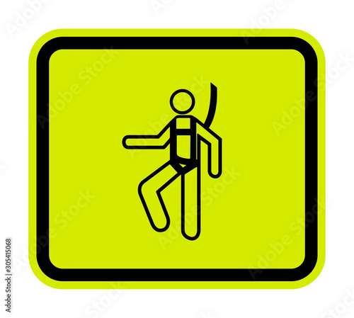 Symbol Wear Safety Harness Sign Isolate On White Background,Vector Illustration EPS.10
