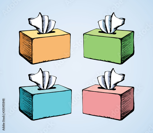 Packing napkins. Vector drawing