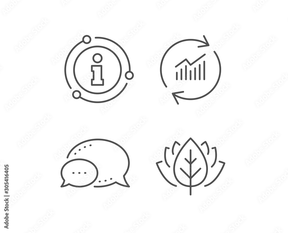 Chart line icon. Chat bubble, info sign elements. Update Report graph or Sales growth sign. Analysis and Statistics data symbol. Linear update data outline icon. Information bubble. Vector Chart line icon. Chat bubble, info sign elements. Update Report graph or Sales growth sign. Analysis and Statistics data symbol. Linear update data outline icon. Information bubble. Vector