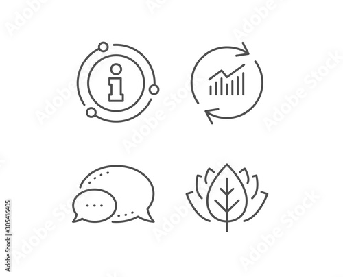 Chart line icon. Chat bubble, info sign elements. Update Report graph or Sales growth sign. Analysis and Statistics data symbol. Linear update data outline icon. Information bubble. Vector