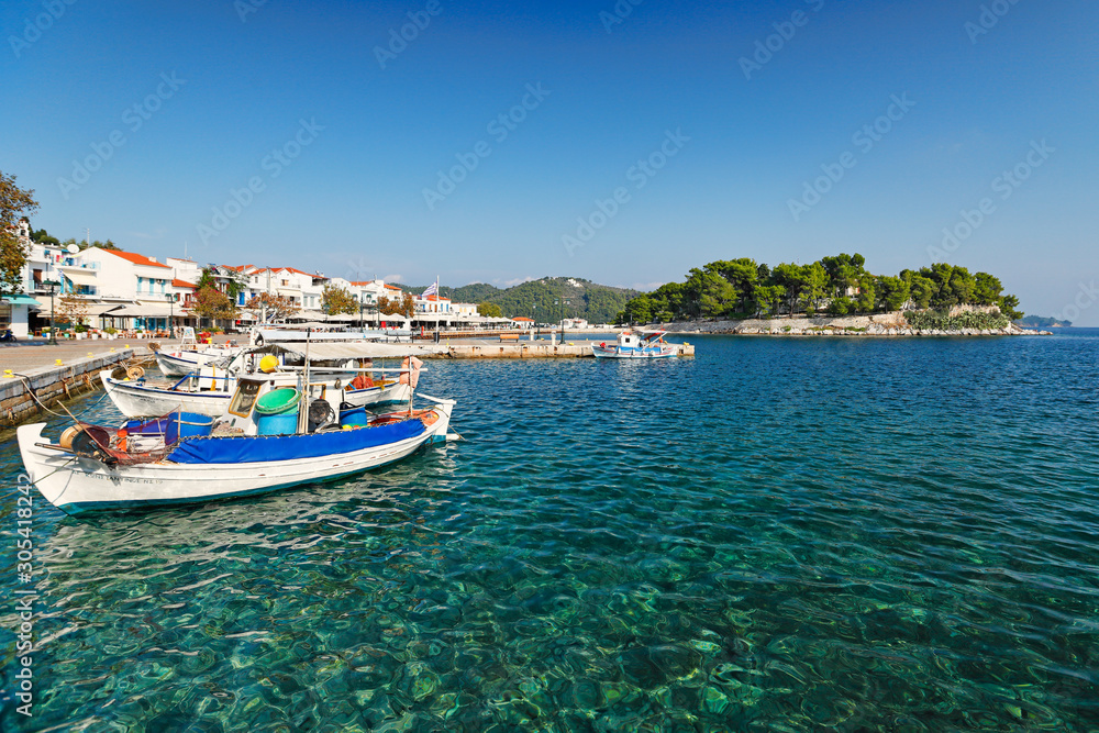 The old port in Skiathos island, Greece