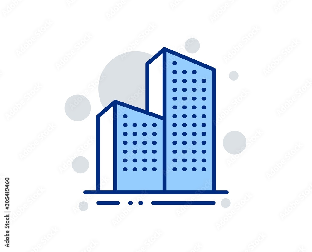 Skyscraper buildings line icon. City architecture sign. Town symbol. Linear design sign. Colorful skyscraper buildings icon. Vector