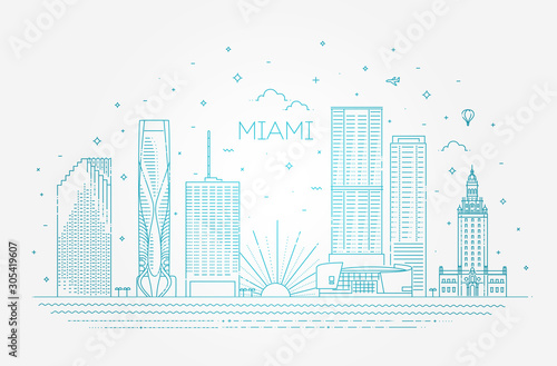 Miami city skyline, vector illustration
