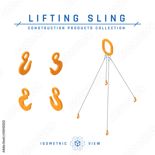 Lifting hook concept, vector in isometric style