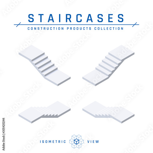 Staircases, top view, vector in isometric style