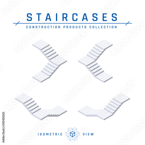 Staircases, top view, vector in isometric style