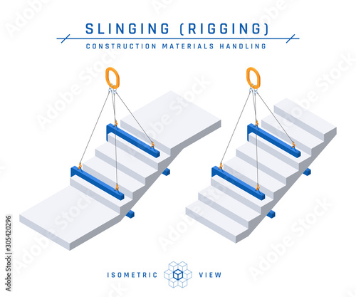 Staircases, top view, vector in isometric style