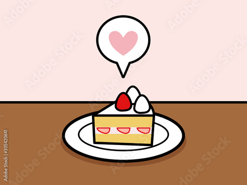 カフェタイム ショートケーキ（ハートの吹き出し）